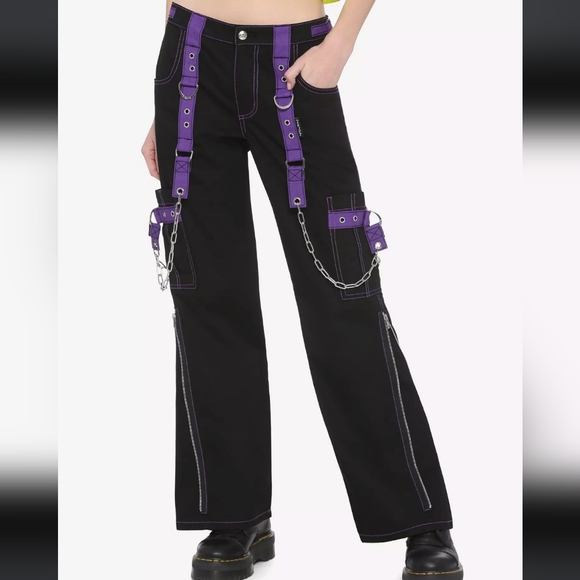 Tripp NYC Daang Goodman Flare Zip Pants Gothic Punk Y2K Size 1 - Picture 1 of 6
